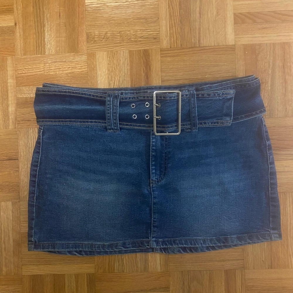 Denim Mini Skirt with Belt